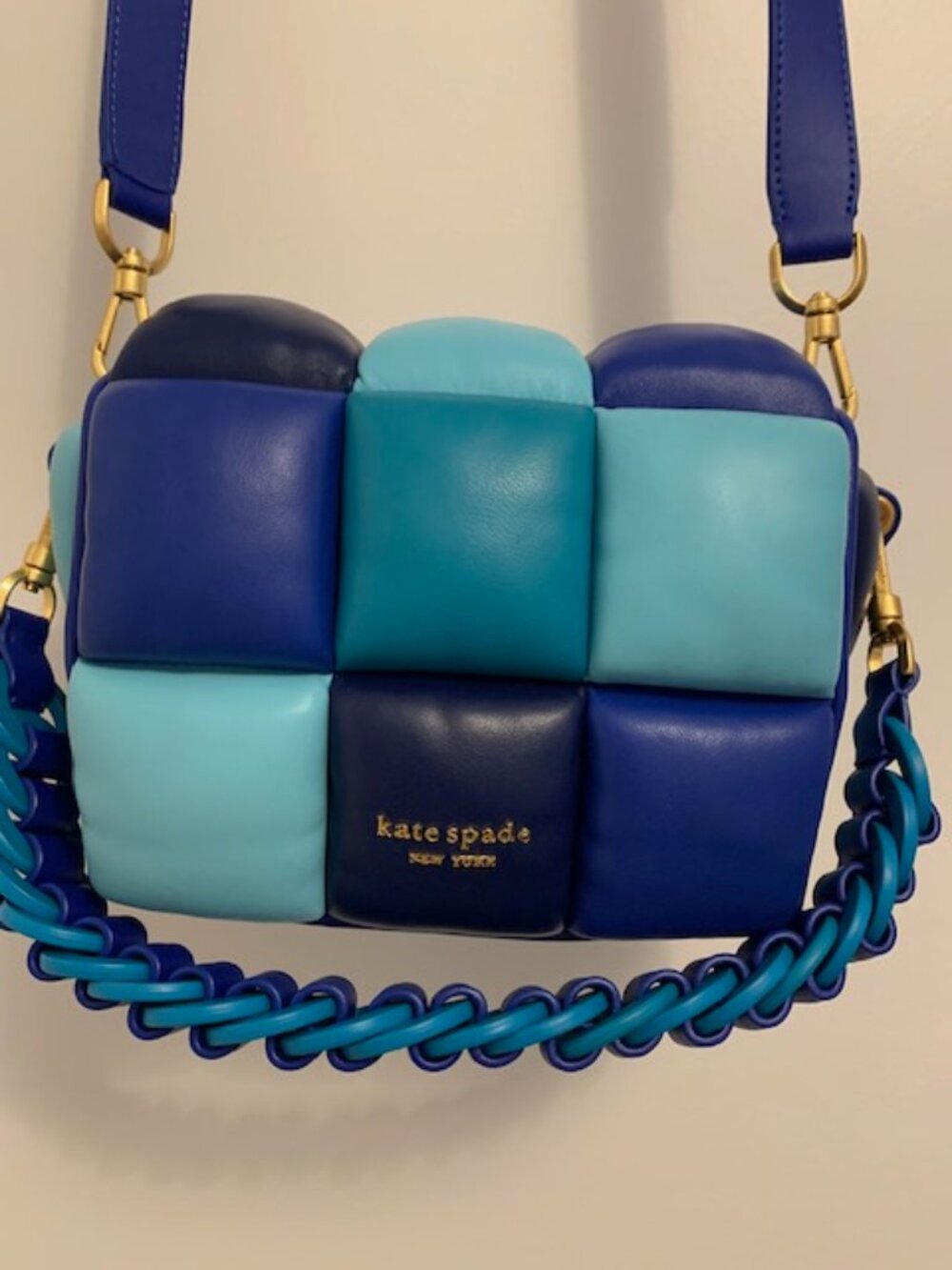 Kate Spade Boxxy Smooth Leather Crossbody Bag Blueberry Multi Colorblock